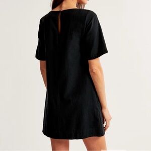 Abercrombie & Fitch Black Linen Short Sleeve Dress